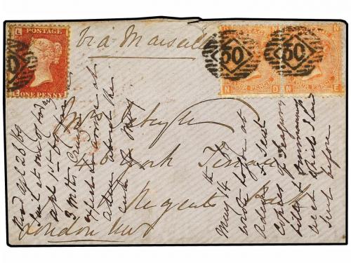 ✉ ADEN. Sg. 43+94. 1868. Cover endorsed 'via Marseilles' to 