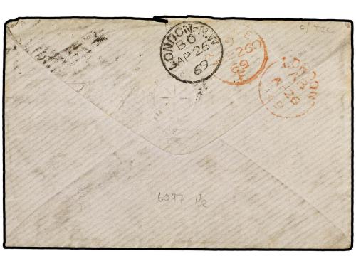 ✉ ADEN. Sg. 43+94. 1868. Cover endorsed ´via Marseilles´ to 