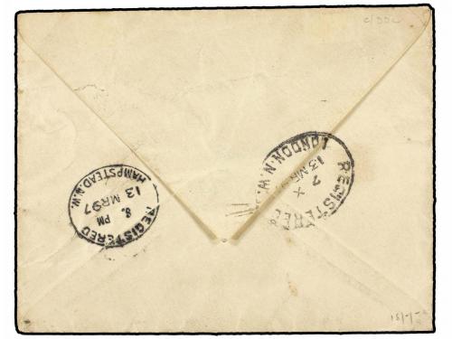 ✉ HONDURAS BRITANICA. 1897. BELIZE to LONDON. 5 cts. blue (2