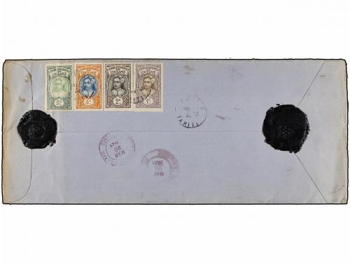 ✉ TAHITI. 1924. PAPEETE a USA. Espectacular franqueo en anve
