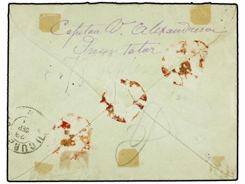 ✉ RUMANIA. Yv. 42, 45. 1878. PITESCI a BUCAREST. 10 b. azul 