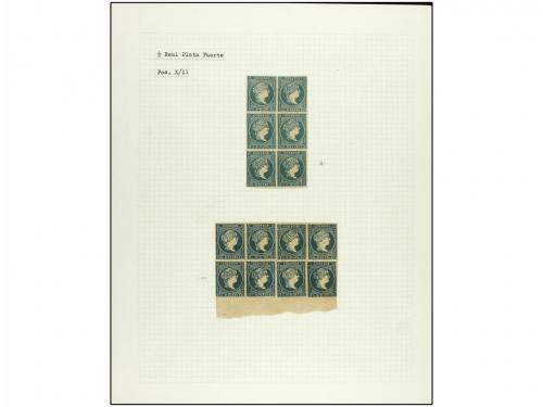 (*) CUBA. 1857. 1/2 real azul. COLECCIÓN ESTUDIO sobre las d