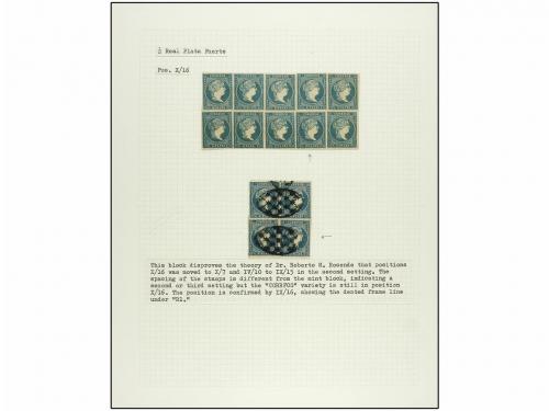 (*) CUBA. 1857. 1/2 real azul. COLECCIÓN ESTUDIO sobre las d