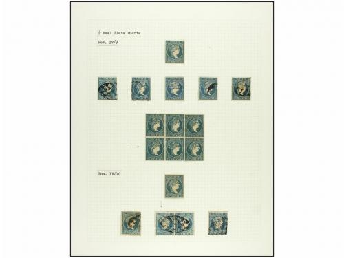 (*) CUBA. 1857. 1/2 real azul. COLECCIÓN ESTUDIO sobre las d