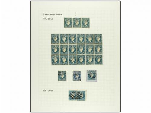 (*) CUBA. 1857. 1/2 real azul. COLECCIÓN ESTUDIO sobre las d