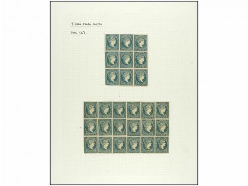 (*) CUBA. 1857. 1/2 real azul. COLECCIÓN ESTUDIO sobre las d