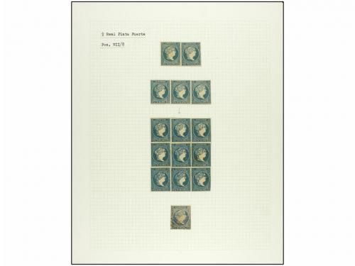 (*) CUBA. 1857. 1/2 real azul. COLECCIÓN ESTUDIO sobre las d