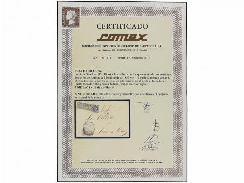 ✉ PUERTO RICO. Ant. 8(2), 10. 1867. SAN JUAN a JUANA DIAZ. F