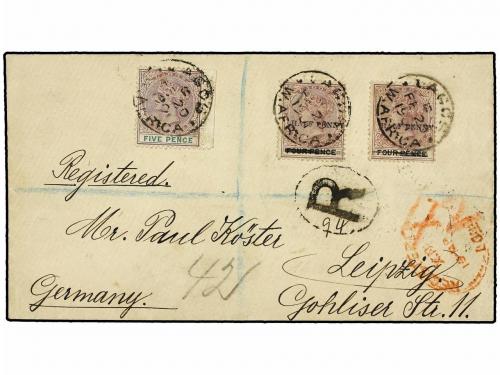 ✉ LAGOS. 1901 (20 Febrero). Envelope registered to GERMANY, 