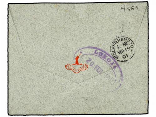 ✉ NIGERIA. 1901 (17 Feb.). Envelope to WOLVERHAMPTON, bearin