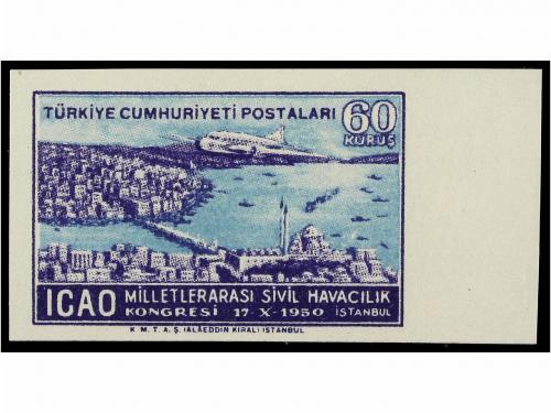 ** TURQUIA. 1950. Complete set IMPERFORATE, never hinged. 