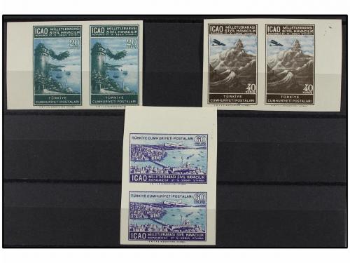 ** TURQUIA. 1950. Complete set in pairs IMPERFORATE. 