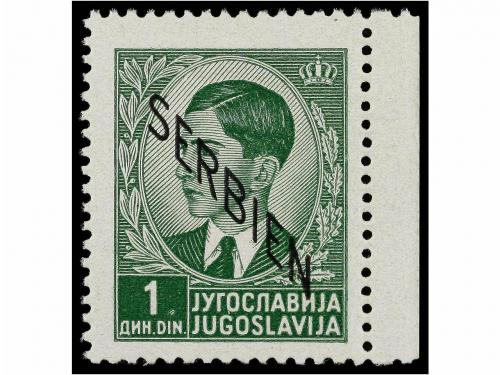 ** SERBIA. Mi. 3FII. 1941. 1 din green, without background. 
