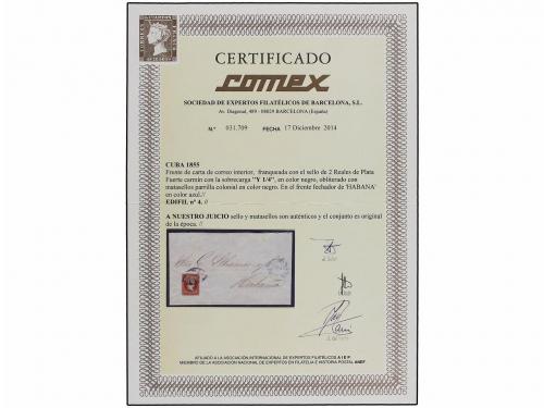 ¿ CUBA. Ed. 4. 1858. HABANA correo interior. Frente carta (c