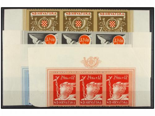 ** CROACIA. 1944. THREE sets IMPERFORATE VERTICALLY and 3 se