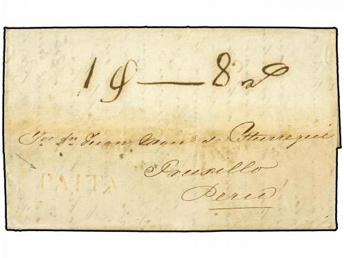 ✉ PERU. 1845. LONDRES a TRUXILLO (Perú). Encaminada vía PANA