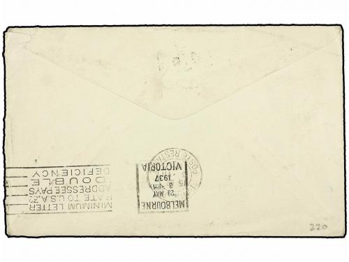 ✉ AUSTRALIA. 1937. AUBUHN to MELBOURNE redirected to FRANCE.
