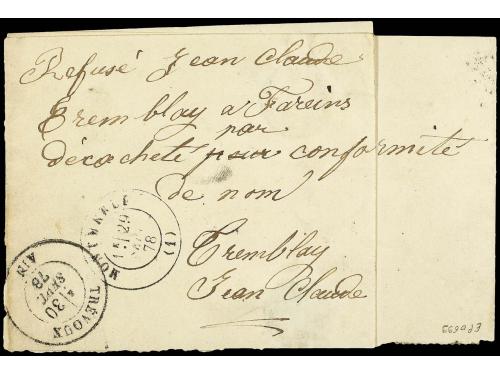 ✉ FRANCIA. Yv. 78, 38. 1878. FAJA DE PRENSA circulada a FARE