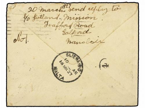 ✉ MALTA. 1927. GALVESTON (U.S.A.) to VALLETTA (Malta). 2 cen