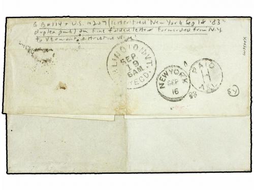 ¿ GRAN BRETAÑA. 1883. LONDON to NEW YORK. 2 1/2 d. blue redi