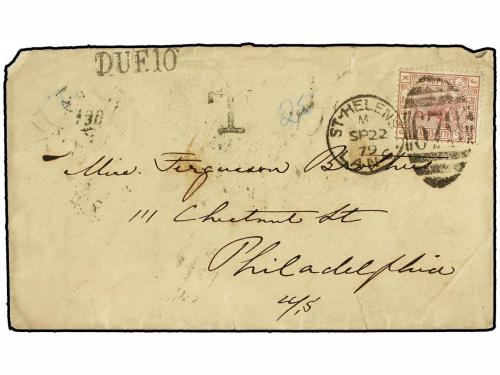 ✉ ESTADOS UNIDOS. 1879. ST. HELENS (Great Britain) to PHILAD