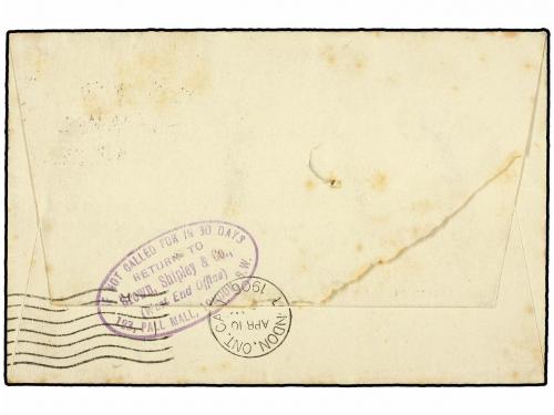 ✉ CANADA. 1906. LUGAN to LONDON. 2 cents red redirected to S