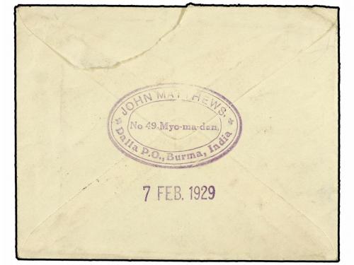 ✉ INDIA. 1929. DALLAH to LONDON. 1 anna brown envelope, taxe