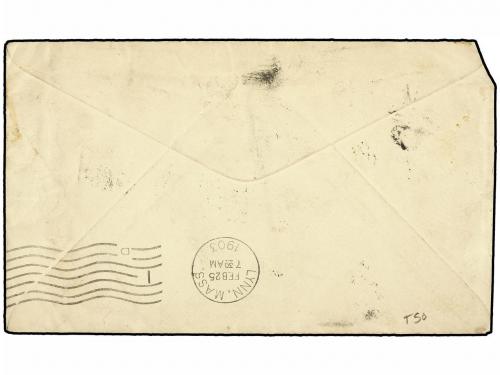 ✉ LEEWARD. 1903. ST. KITT'S to U.S.A. 1 d. lilac and red (2)