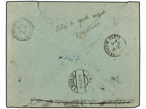 ✉ YUGOSLAVIA. 1927. SPLIT to PARIS. 3 d. blue (2), redirecte