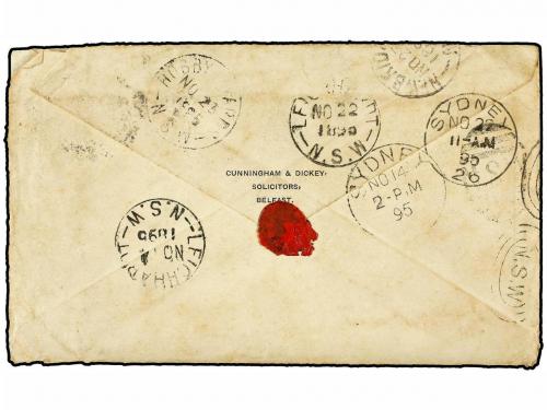 ✉ AUSTRALIA. 1895. BELFAST (Ireland) to SYDNEY (Australia). 