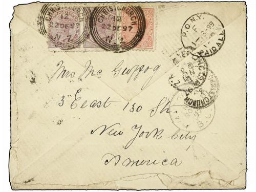 ✉ NUEVA ZELANDA. 1897. U.S.A. to NEW ZEALAND. 10 cents green