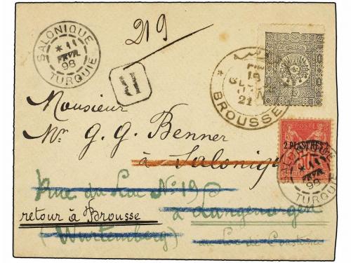 ✉ LEVANTE: CORREO FRANCES. 1898. BROUSSE (Turquía) a SALONIQ