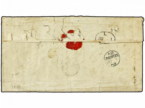¿ GRAN BRETAÑA. 1858. LONDON to YATES COUNTY (U.S.A.). 1 sh.