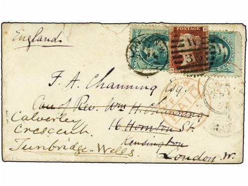 ✉ ESTADOS UNIDOS. 1872. U.S.A. to LONDON. 3 cents green (2) 