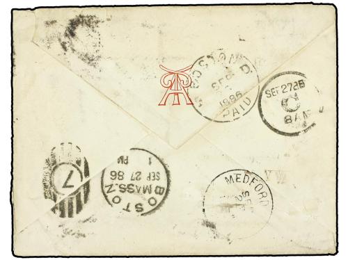 ✉ ESTADOS UNIDOS. 1886. LONDON to BOSTON (U.S.A.). 2 1/2 p. 