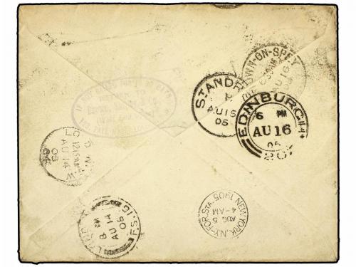 ✉ ESTADOS UNIDOS. 1905. UXBRIDGE to LONDON. 5 cents blue red