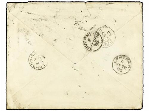 ✉ PERU. 1890. LIMA a LONDRES. 1 ctvo. (2) y 10 ctvos. Reexpe