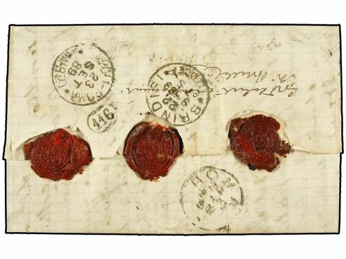 ✉ MALTA. 1889. MALTA to ROMA. 1/2 p. blue (2) underpaid and 