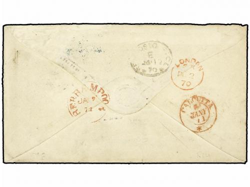 ✉ INDIA. 1870. GREAT BRITAIN to CALCUTTA. 3 p. rose (3) redi