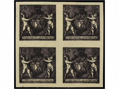(*) LIECHTENSTEIN. 1921. TWO Imperforate PROOFS in block of 