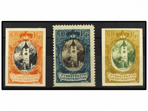 (*) LIECHTENSTEIN. Mi. 59 (3) PK. 1921. 80 Rp. Three Perfora