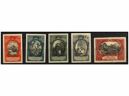 (*) LIECHTENSTEIN. Mi. 54/55, 58/60 PK. 1921. FIVE imperfora