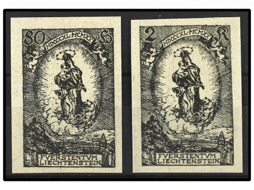 (*) LIECHTENSTEIN. 1921. 80 He. and 2 Kr. black. Imperforate