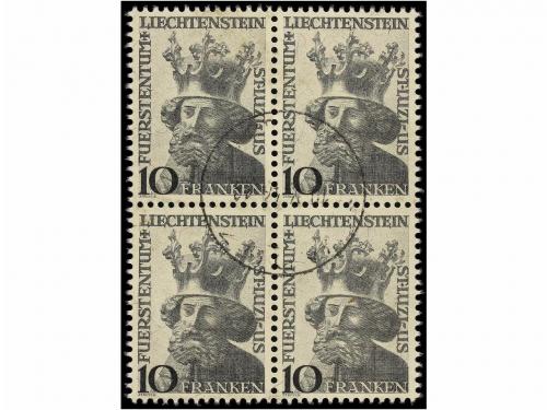 ° LIECHTENSTEIN. Mi. 247 (4). 1946. 10 Fr. black on yellow. 