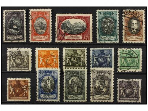 ° LIECHTENSTEIN. Mi. 46B/52B + 53/60. 1921. Complete sets, f