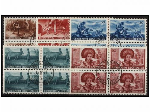 ° LIECHTENSTEIN. Mi. 192/96. 1941. Complete set. Block of fo