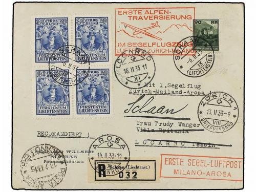 ✉ LIECHTENSTEIN. Mi. 118 (4), 120. 1933. SCHAAN to LOCARNO. 