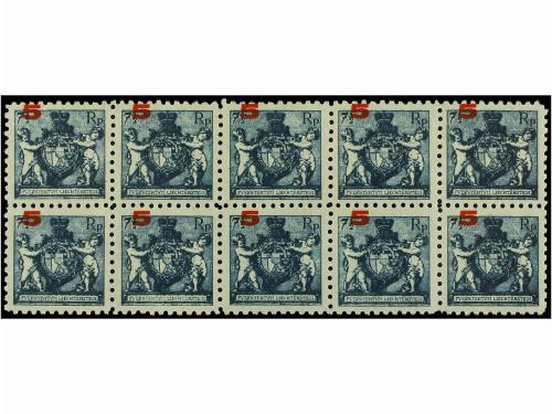 **/* LIECHTENSTEIN. Mi. 61A (10). 1924. 5 on 7 1/2 Rp. blue.