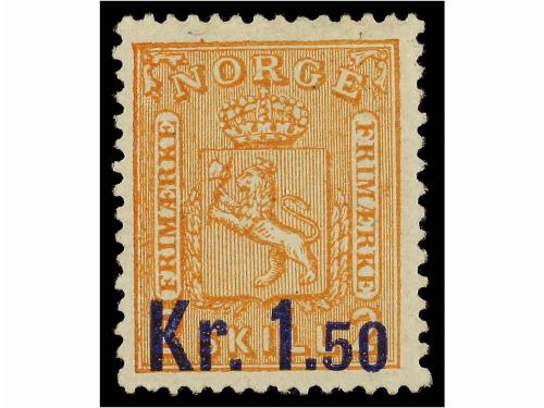 * NORUEGA. Mi. 63. 1905. 1,50 kr. on 2 sk. orange. DEEP BLUE