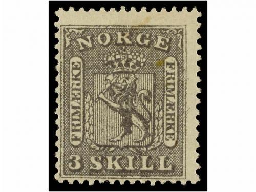 * NORUEGA. Mi. 7. 1863. 3 sk. grey. Original gum. Michel 500